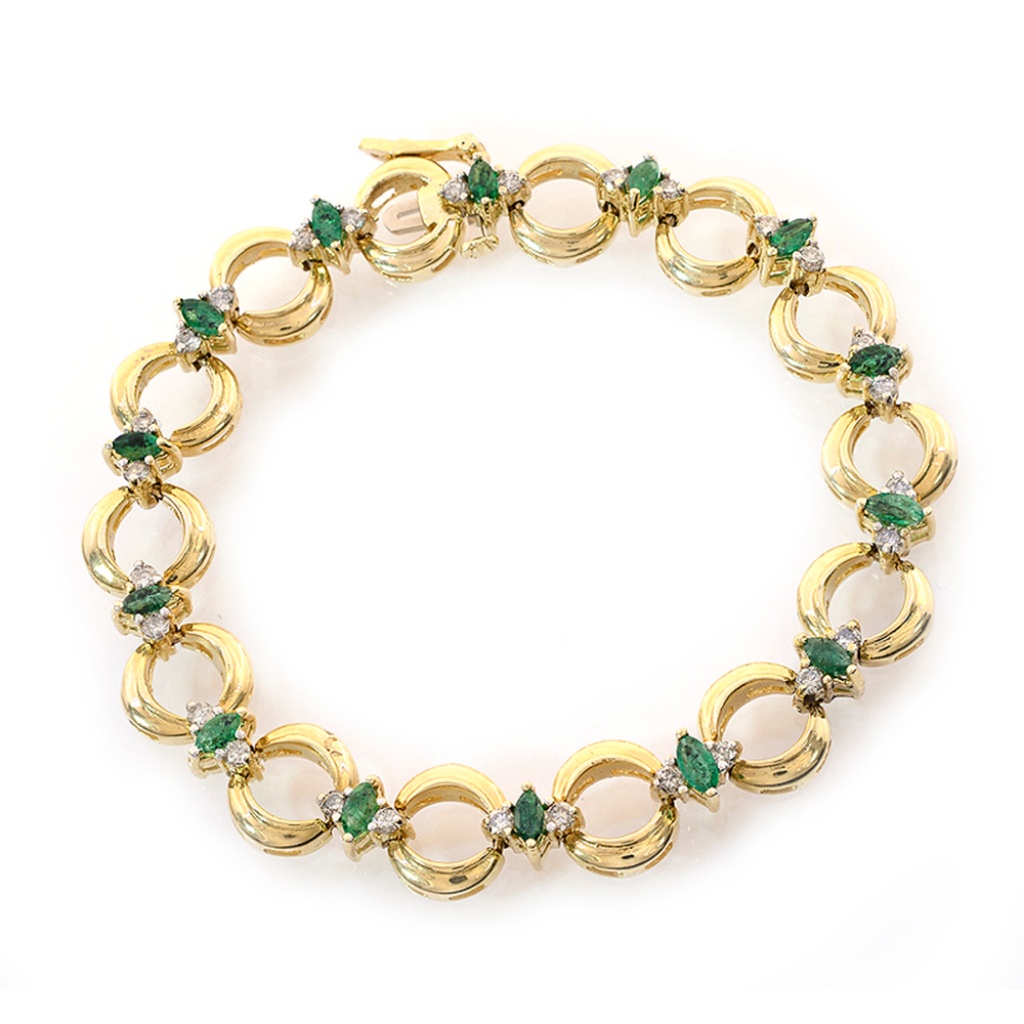 050 Ct Emerald Diamond Tennis Bracelet 14k Gold 2242$